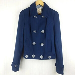 Tulle | Navy Blue Military Double Breasted Jacket Medium